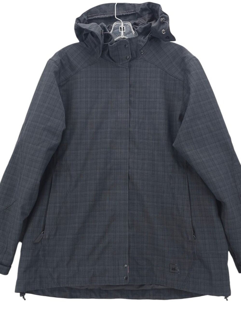 REI Women's Jacket Ski Snowboard Gray Plaid Check Hooded Size XL